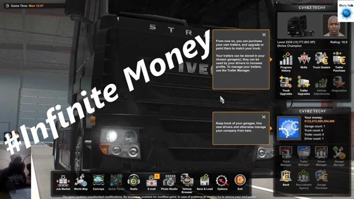 ETS2 - Infinity Money and XP V1.1