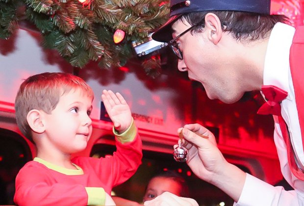 Say hi to the conductor before meeting Santa on the Southern California Polar Express Train Ride. Photo courtesy of the train