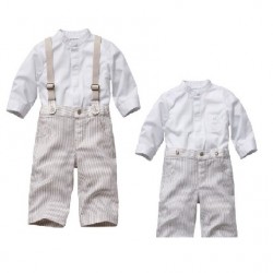 Boys_W-2-pc Long Sleeves Top + Detachable Suspender Pants (White Stripes)