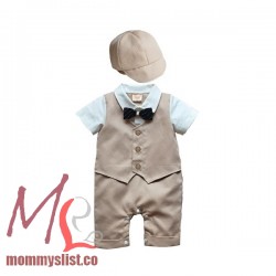 Boys_AM-Vest Tuxedo Romper (Brown)