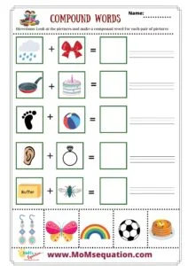 compound words worksheets for kindergarten-learn & trace|momsequation.com