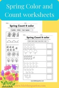 Spring worksheets for preschool-Color and count math worksheets|www.MoMsequation.com