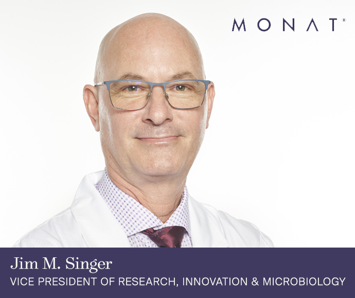 Headshot f Jim singer with MONAT logo