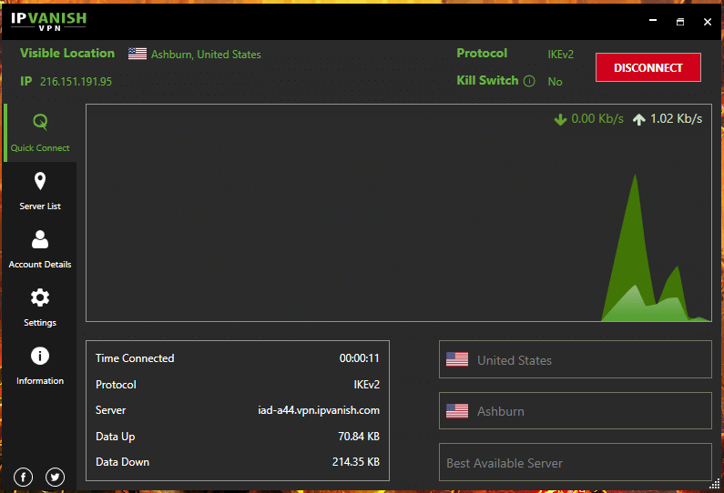 IPVanish WIndows Connected