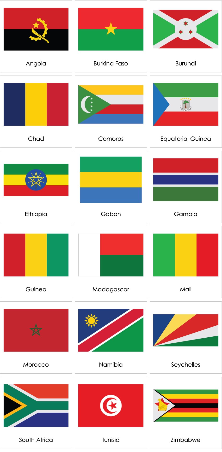 African Country Flags With Names