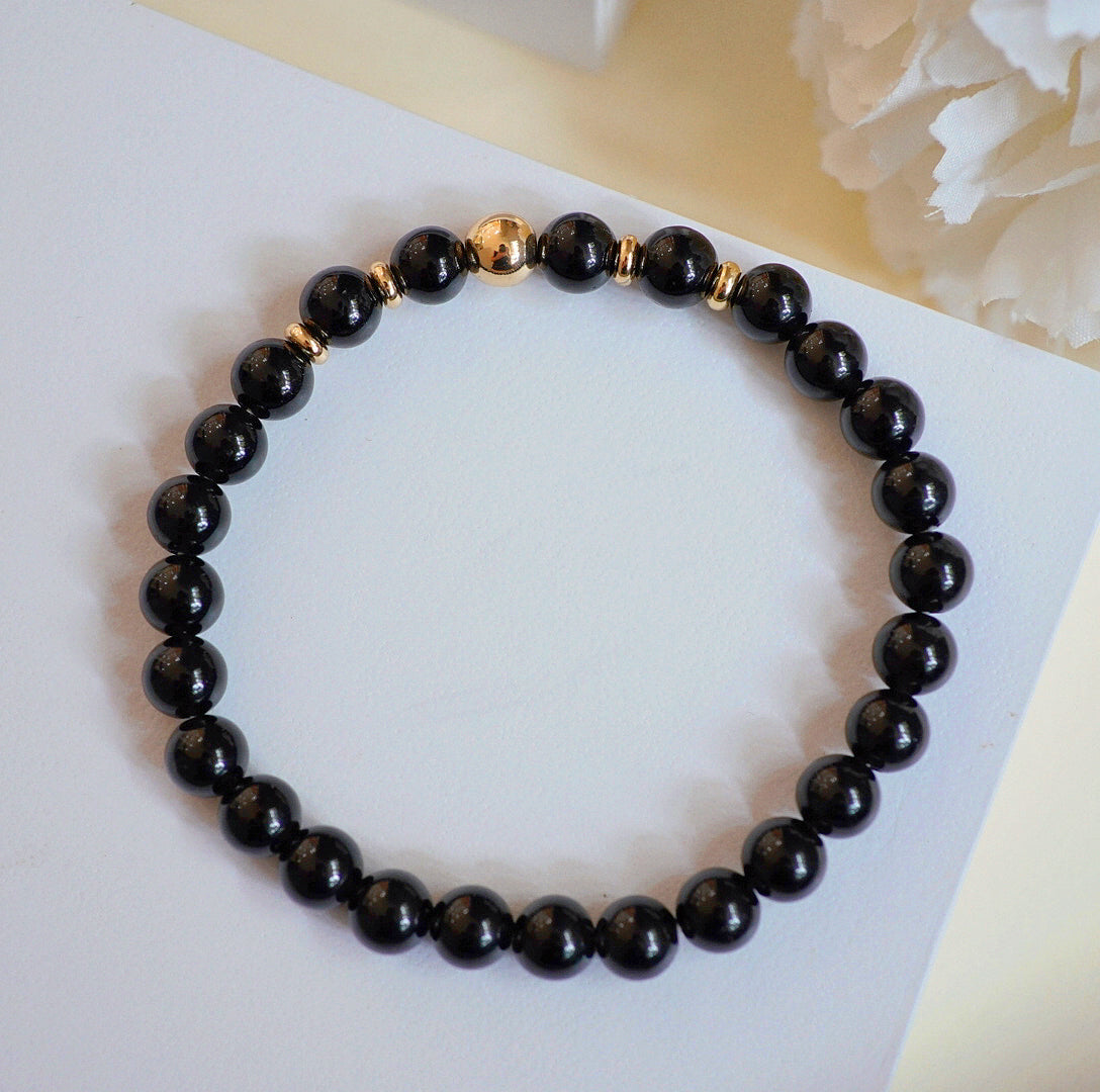 PROTECTION Bracelet - 7A Grade Black Obsidian & 14K Gold | Crystal ...