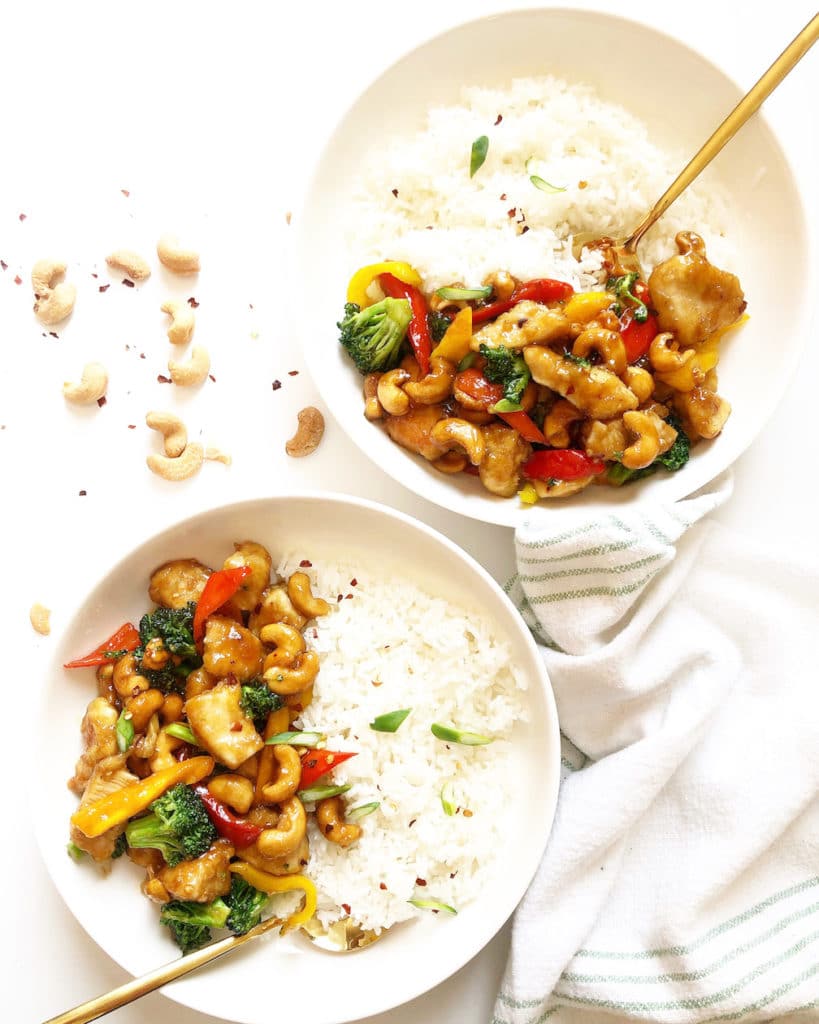 cashew chicken with rice