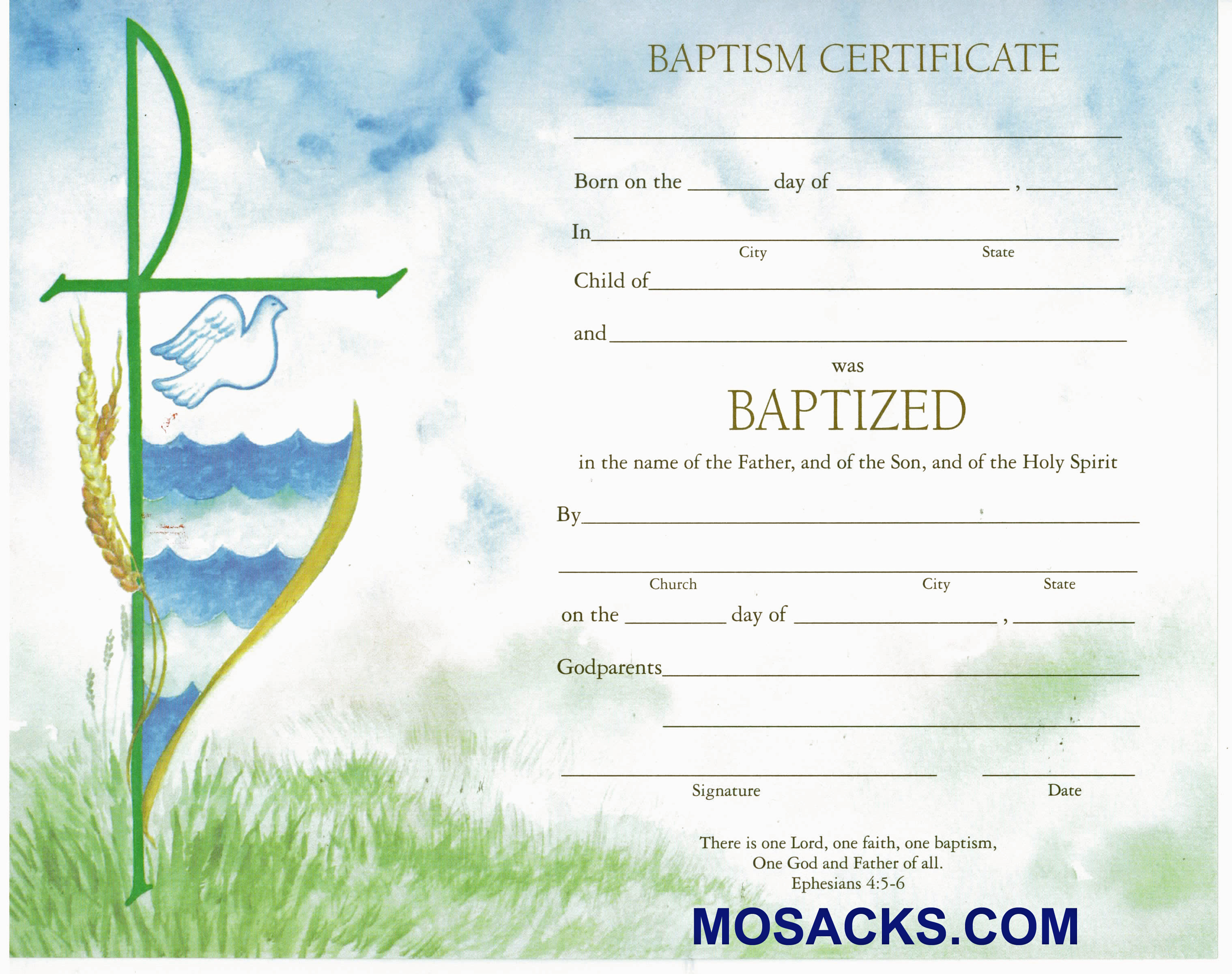 Printable Certificate Of Baptism - Printable Templates