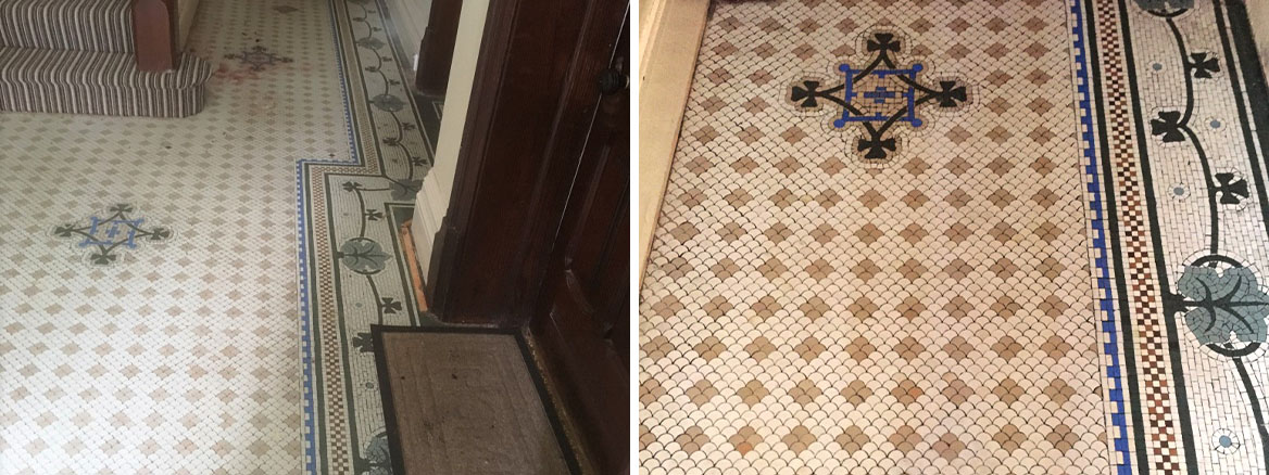 Original Victorian Tiled Floor Before After Cleaning Lytham St Annes