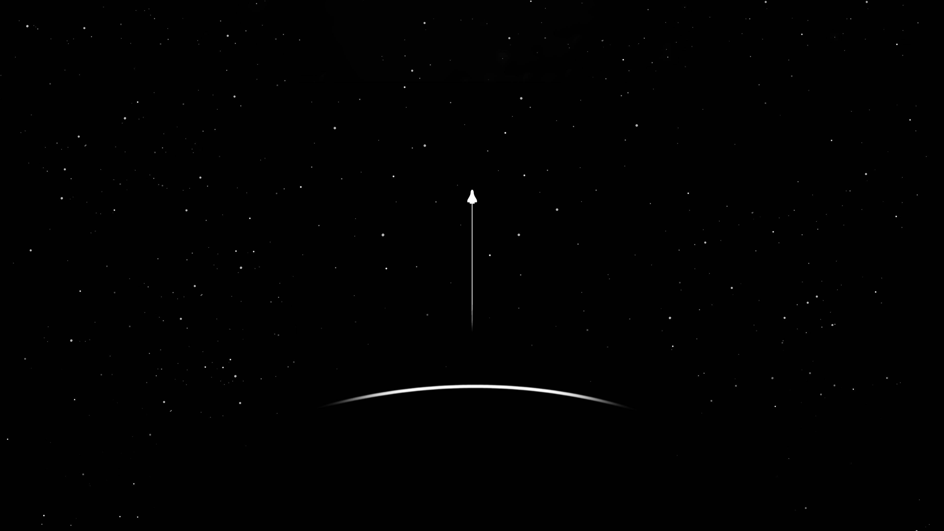 Minimalist Starry Rocket Ship Backgrounds Wallpaper