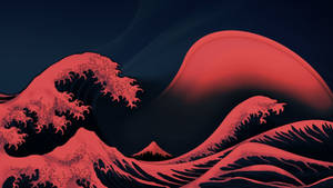 Black And Red The Great Wave Off Kanagawa Wallpaper