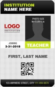 Teacher ID Card Sample Template