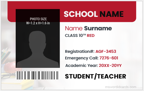 School ID card template