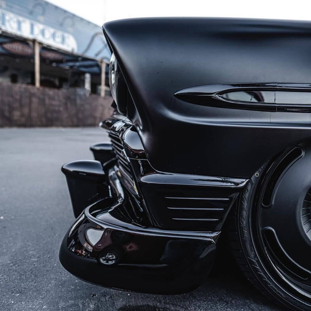 1956 Chevy Bel Air 4 door front bumper painted in gloss black