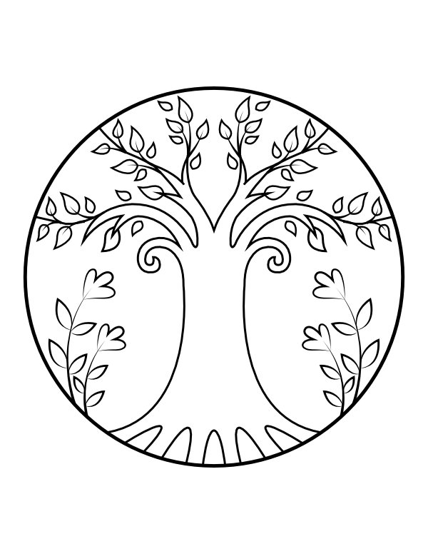 Printable Circular Tree of Life Coloring Page