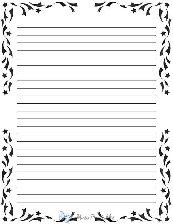 Printable Black And White Confetti Stationery