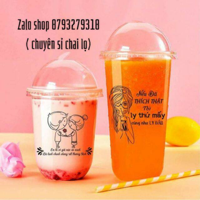 Combo 50 ly nhựa đáy bầu 700ml full nắp cầu fi 95