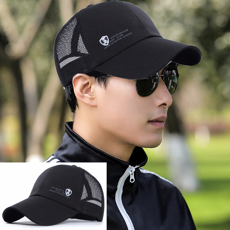 Outdoor Casual Baseball Mesh Cap Men Genuine Sports Letter Shield Logo  Snapback Mesh Caps Cotton Sun Fashion Running Hats For Men (Black) | Lazada