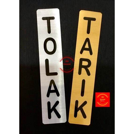 PUSH PULL /TOLAK TARIK Sign Plate PVC Laminate Brushed Gold or Silver ...