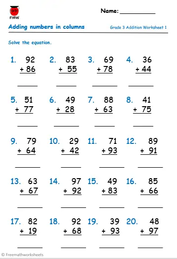 Grade 3 Addition Worksheets | Free Worksheets | Printables