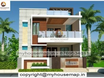 image of elevation building two floor and white, grey color theme