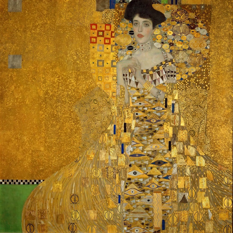 Klimt Woman in Gold Leaf Painting on Canvas