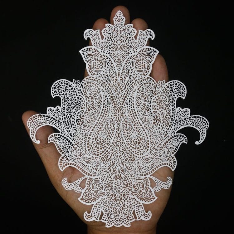 Paper Cutting Art Paisley Designs by Parth Kothekar