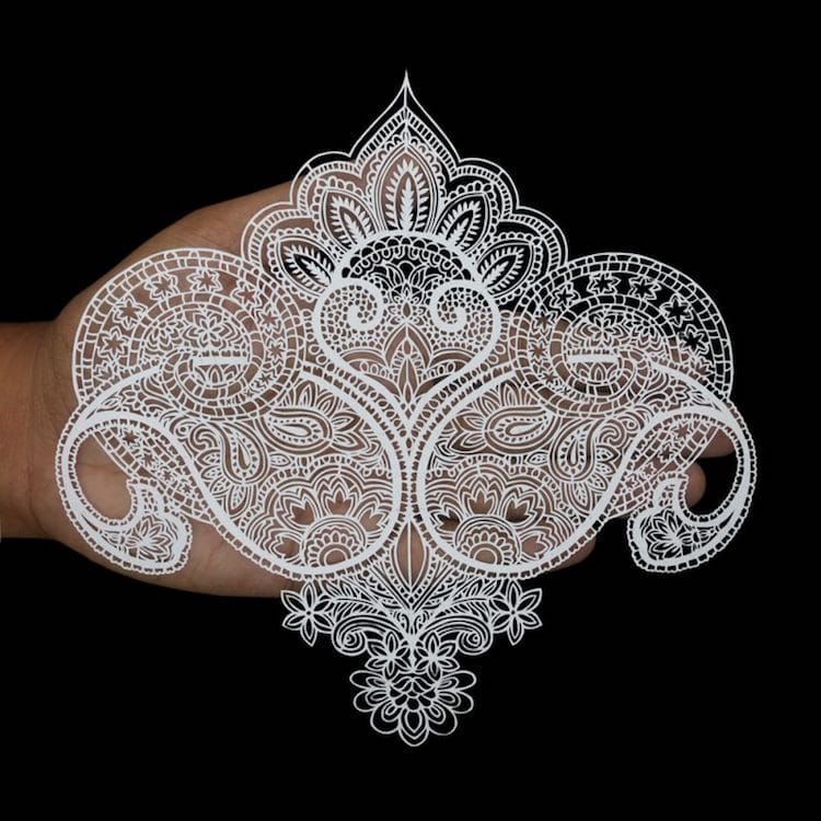 Paper Cutting Art Paisley Designs by Parth Kothekar