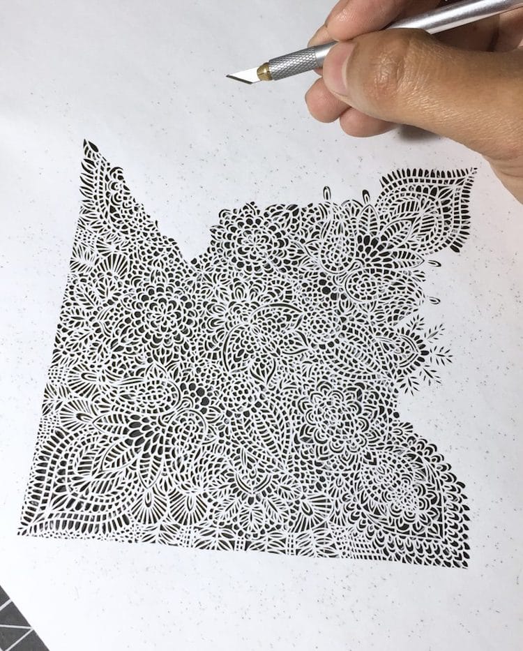 Paper Cutting Art Paisley Designs by Parth Kothekar