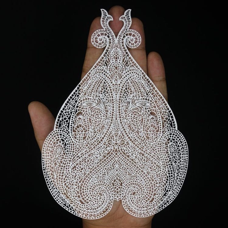 Paper Cutting Art Paisley Designs by Parth Kothekar