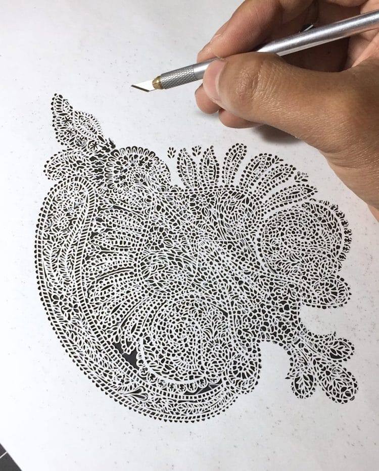 Paper Cutting Art Paisley Designs by Parth Kothekar