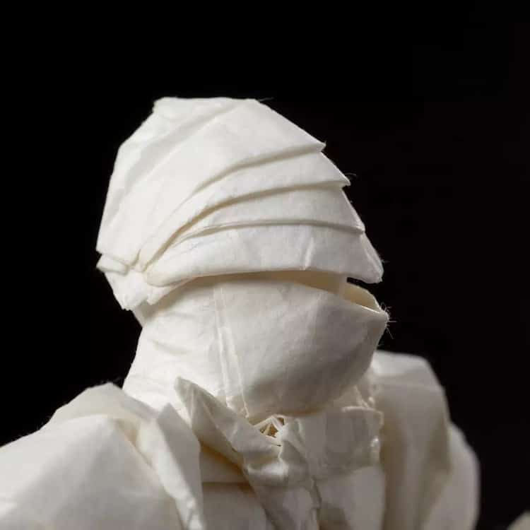 Origami Knight Paper Sculpture by Juho Konkkola