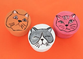 3 cat face round gift box - DIY craft project