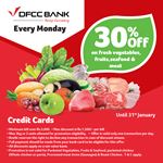 30% Off on fresh vegetables, fruits, seafood & meat at Keells for DFCC Bank Credit Cards