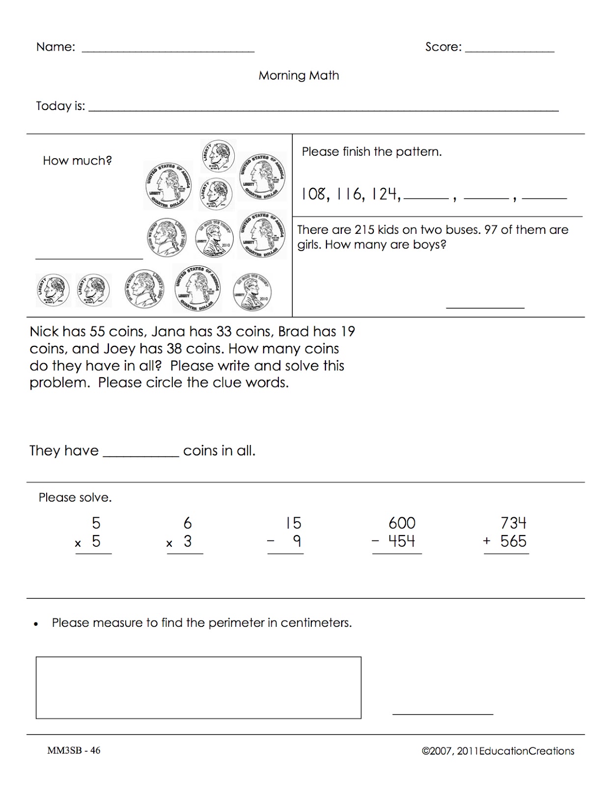 5th Grade Math Practice Worksheets | MySchoolsMath.com