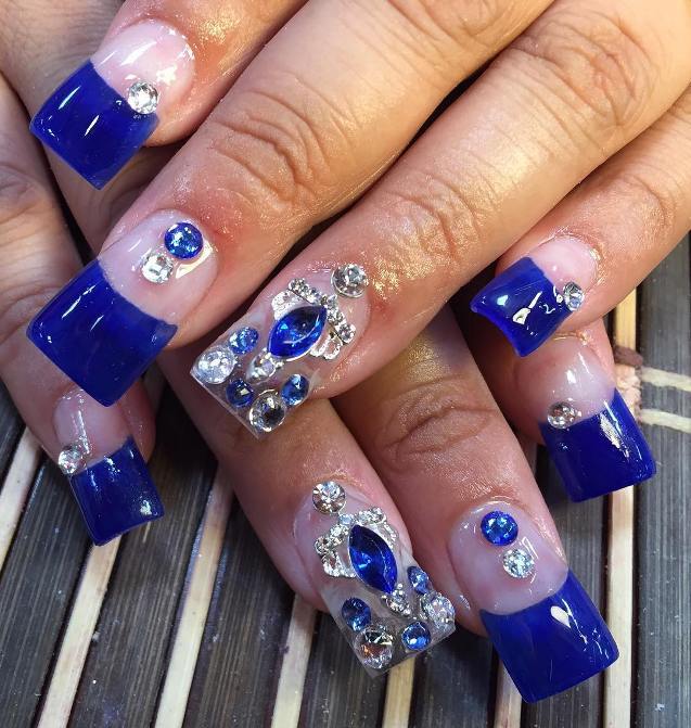 Square Royal Blue design nail