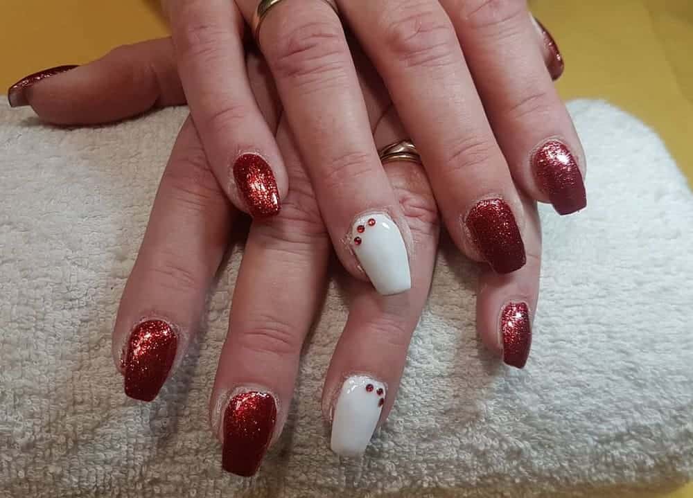 white and red nails