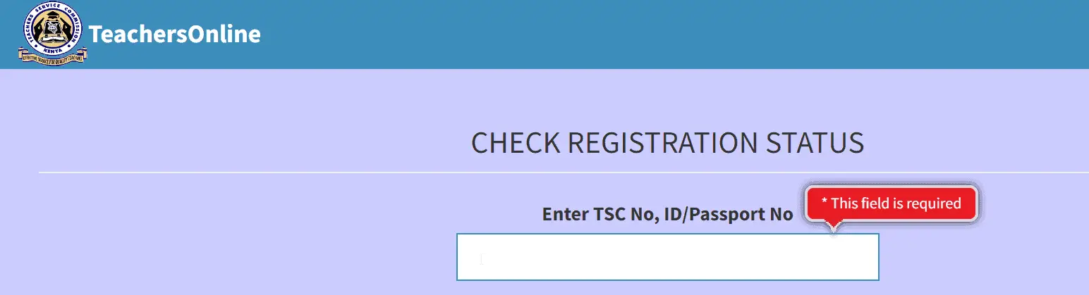 Enter your information on the teachers service commission (tsc) recruitment portal