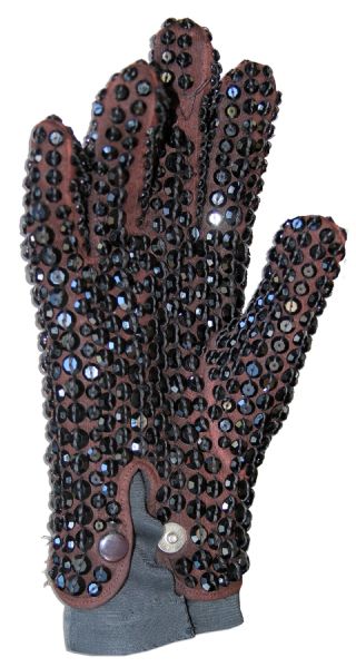 Michael Jackson's Famous Crystal-Encrusted Glove -- Worn by the King of Pop at the 1984 American Music Awards Honoring His Achievements on ''Thriller'' -- With Autograph Book Signed Four Times