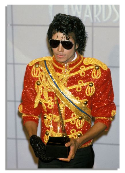 Michael Jackson's Famous Crystal-Encrusted Glove -- Worn by the King of Pop at the 1984 American Music Awards Honoring His Achievements on ''Thriller'' -- With Autograph Book Signed Four Times