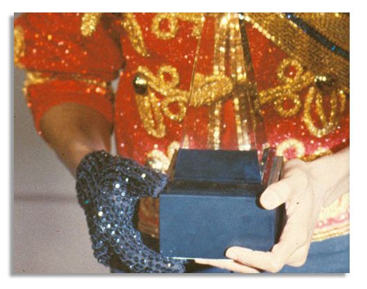 Michael Jackson's Famous Crystal-Encrusted Glove -- Worn by the King of Pop at the 1984 American Music Awards Honoring His Achievements on ''Thriller'' -- With Autograph Book Signed Four Times