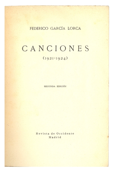 Federico Garcia Lorca Signed Drawing of His Poetry Collection ''Canciones'' -- Lorca Incorporates a Beautiful Original Drawing Into His Signature