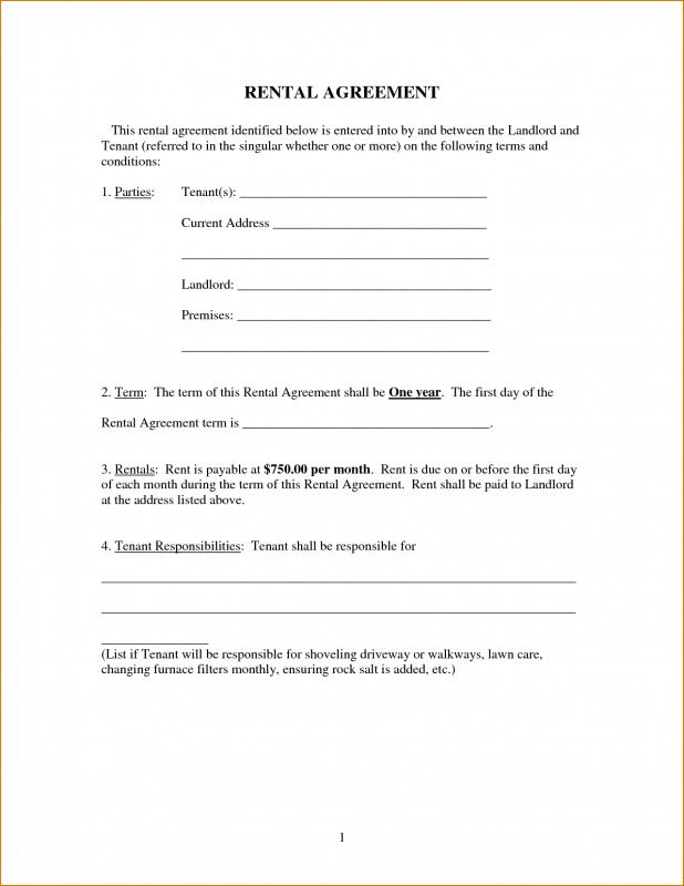 Free Printable Basic Rental Agreement | Template Business