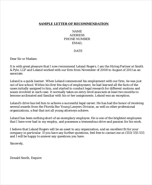 Professional Letter Of Recommendation | Template Business