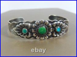 Fred Harvey Era Sterling Silver Turquoise Signed Silver Arrow Cuff Bracelet