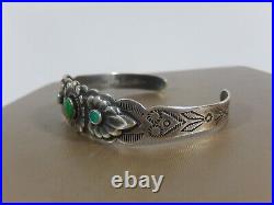 Fred Harvey Era Sterling Silver Turquoise Signed Silver Arrow Cuff Bracelet