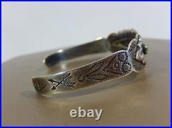 Fred Harvey Era Sterling Silver Turquoise Signed Silver Arrow Cuff Bracelet