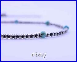 Kingman Blue Turquoise and Sterling Silver Navajo Pearl Gemstone Beaded Necklace