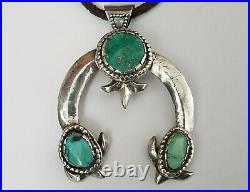 Large Vintage Navajo Broken Arrow Turquoise Sterling Naja Pendant 2.75 x 2.12