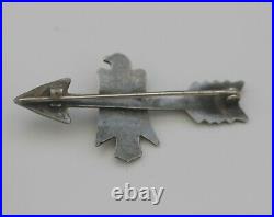 Native American Navajo Arrow And Thunderbird Sterling Pin Brooch Antique